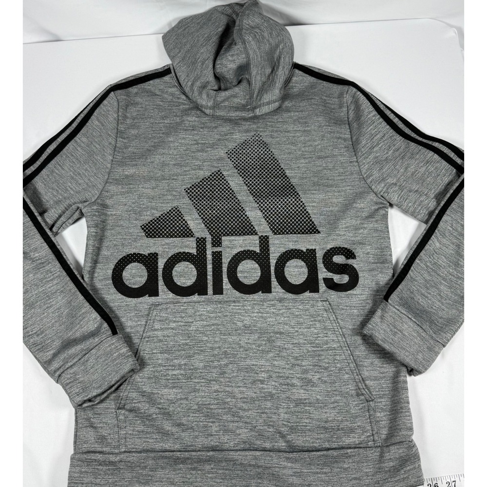 Adidas Womens Heather Gray Black Logo Graphic Hoodie Pullover XL 18/20